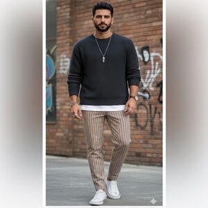 Haight & Ashbury eclectic stripped pants,eclectic slim fit trousers